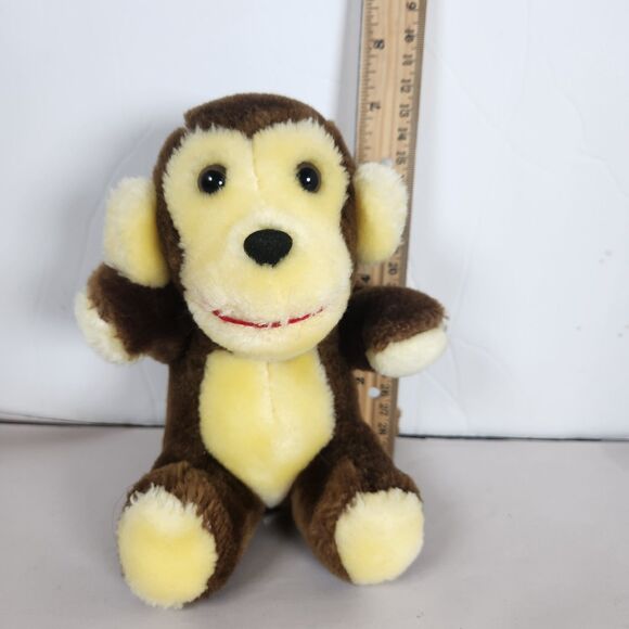 vintage monkey brown beige   Plush Vintage‎  7in sitting plastic eyes 1984 - Picture 11 of 11